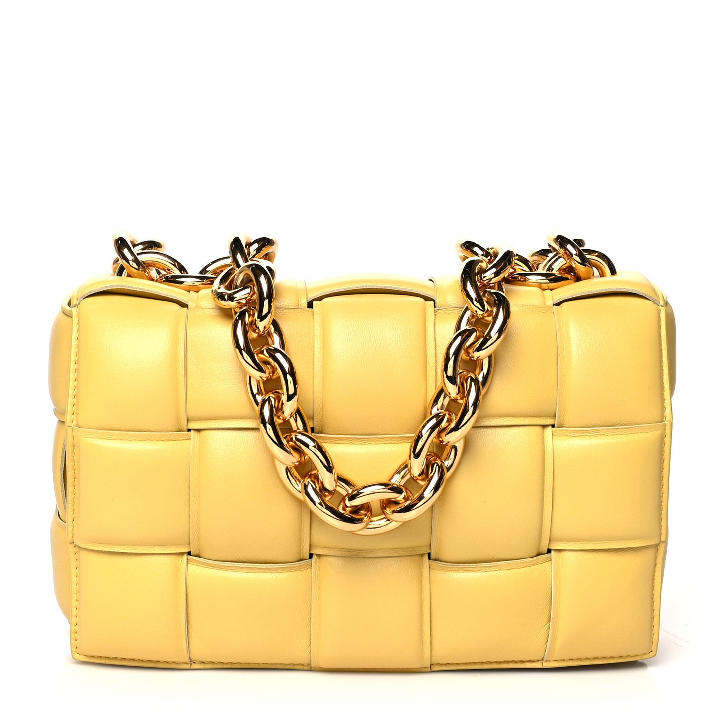 Lambskin Maxi Intreccio Padded Chain Cassette Crossbody Bag Corn