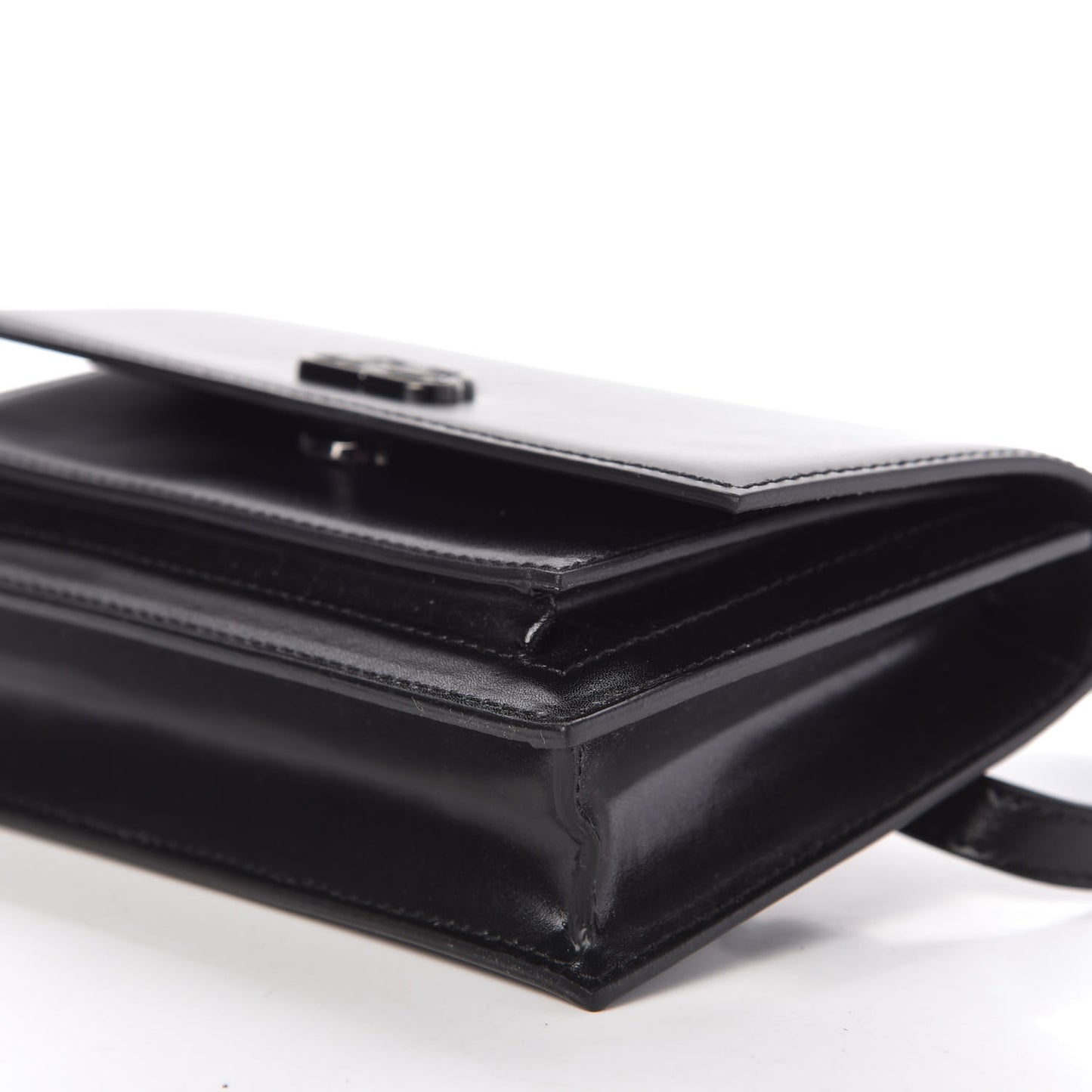 Shiny Box Calfskin Monochrome XS Sharp Belt Bag Black