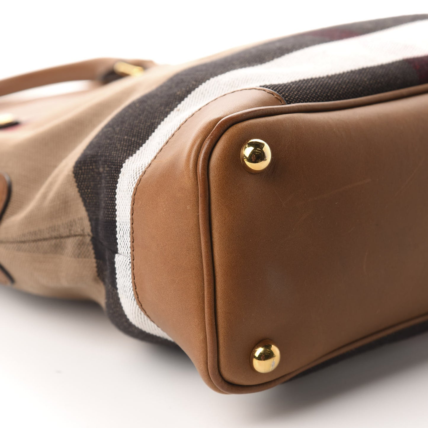 Canvas Mega Check Calfskin Medium Bloomsbury Saddle Brown