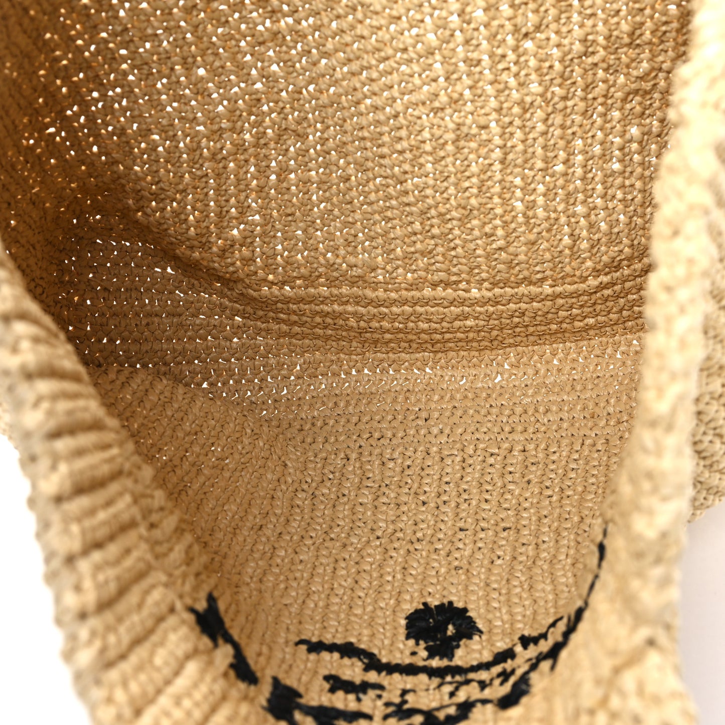 Yarn Raffia Effect Crochet Embroidered Logo Tote Naturale