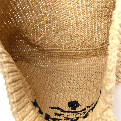 Prada Yarn Raffia Effect Crochet Embroidered Logo Tote Naturale 5 of 12