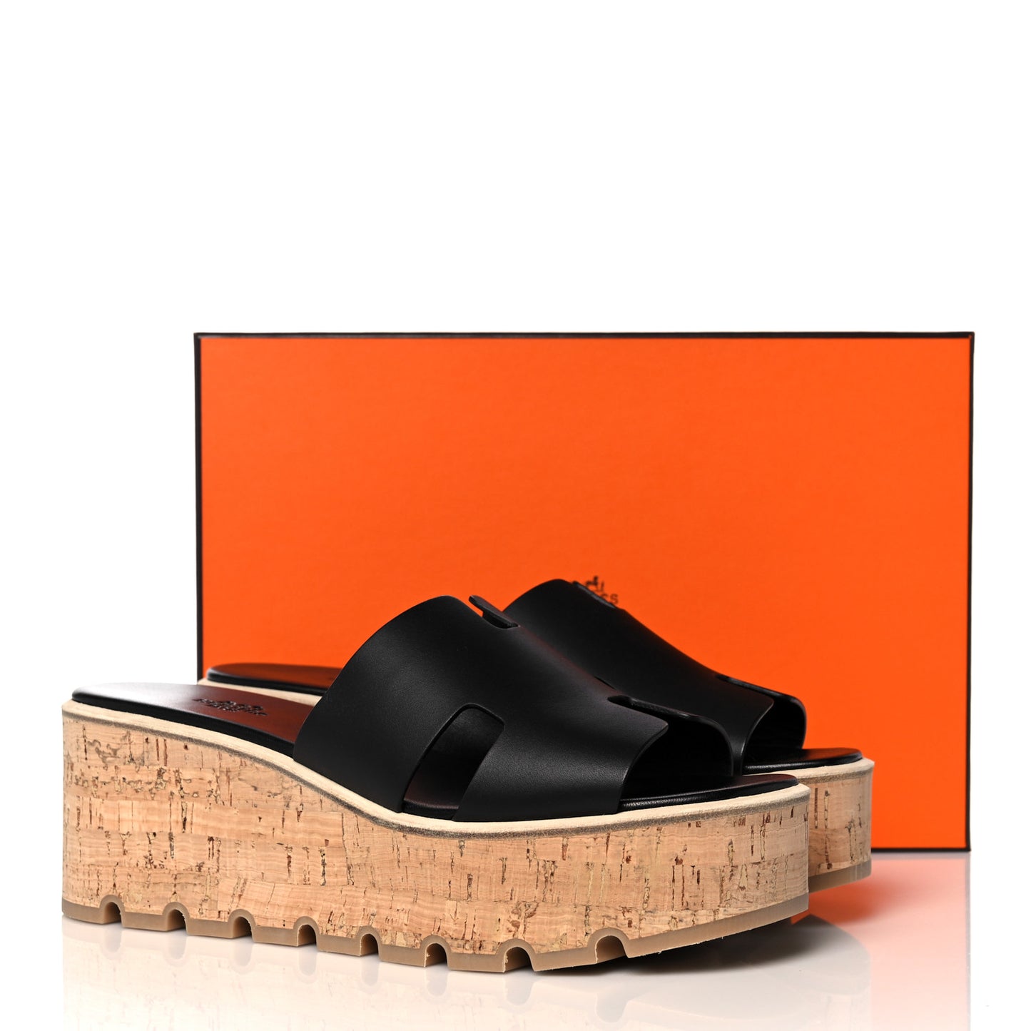 Calfskin Cork Eze 30 Sandals 40 Black