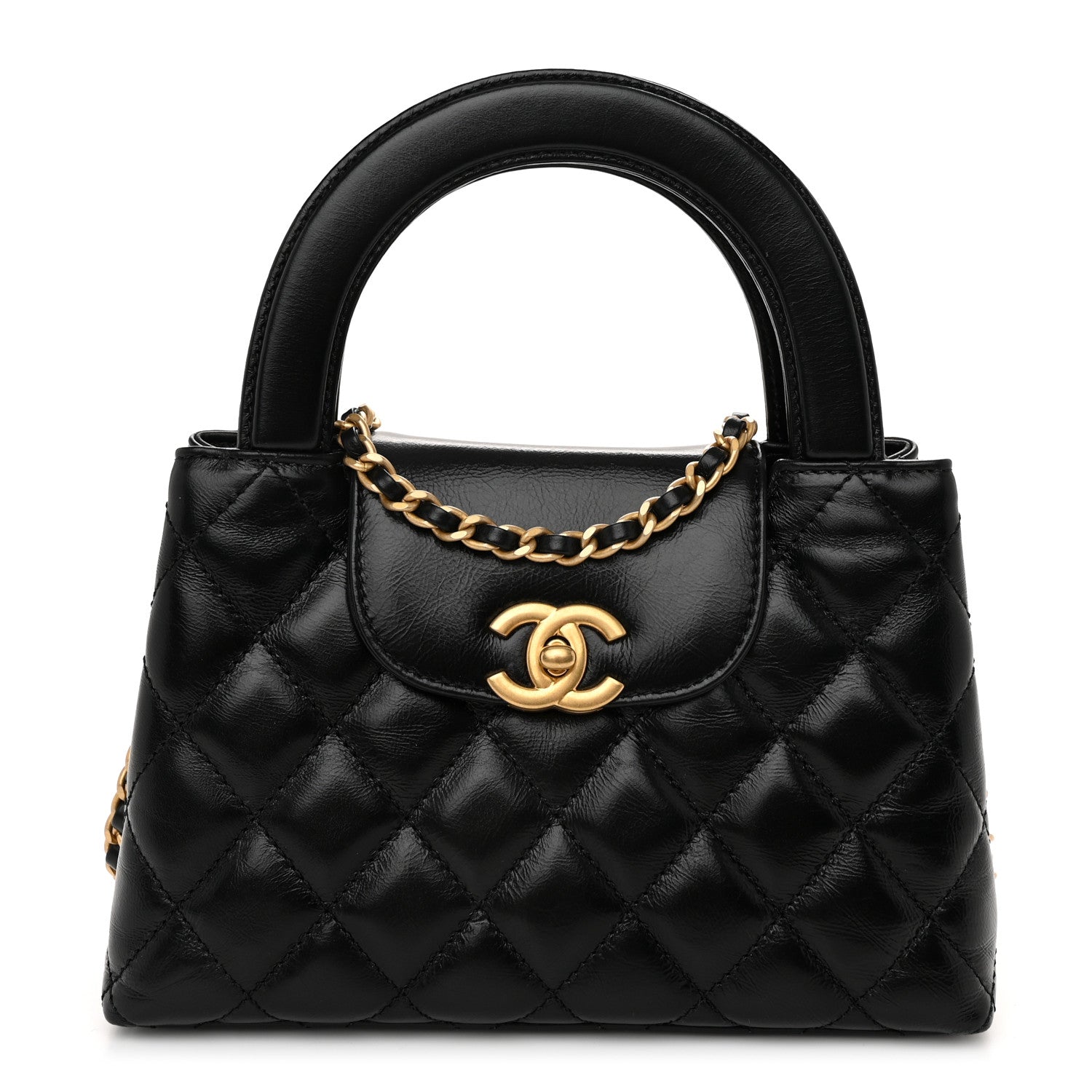 Chanel Shiny Aged Calfskin Quilted Nano Kelly Shopper Black 1 of 11
