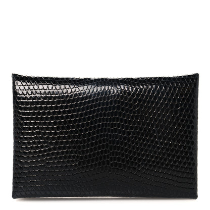 Hermes Lizard Calvi Card Case Black 1 of 7