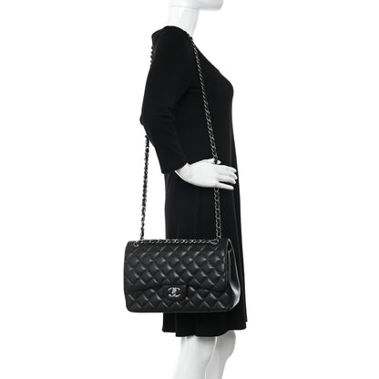 Chanel Lambskin Quilted Jumbo Double Flap Black 2 of 20