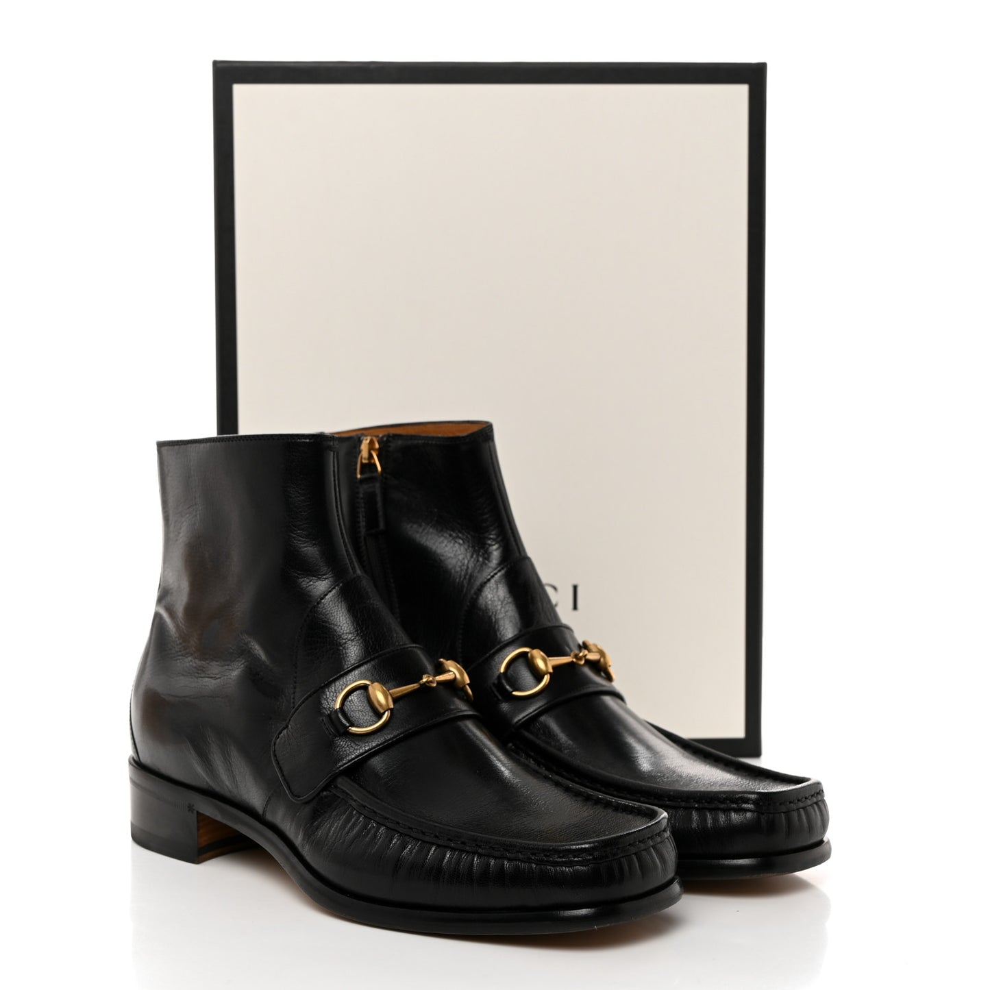 Quentin Goatskin Mens Horsebit Ankle Boots 9.5 Black