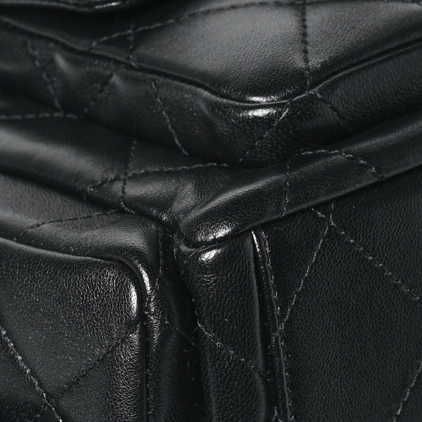 Shiny Lambskin Quilted Trendy Pockets Hobo Black