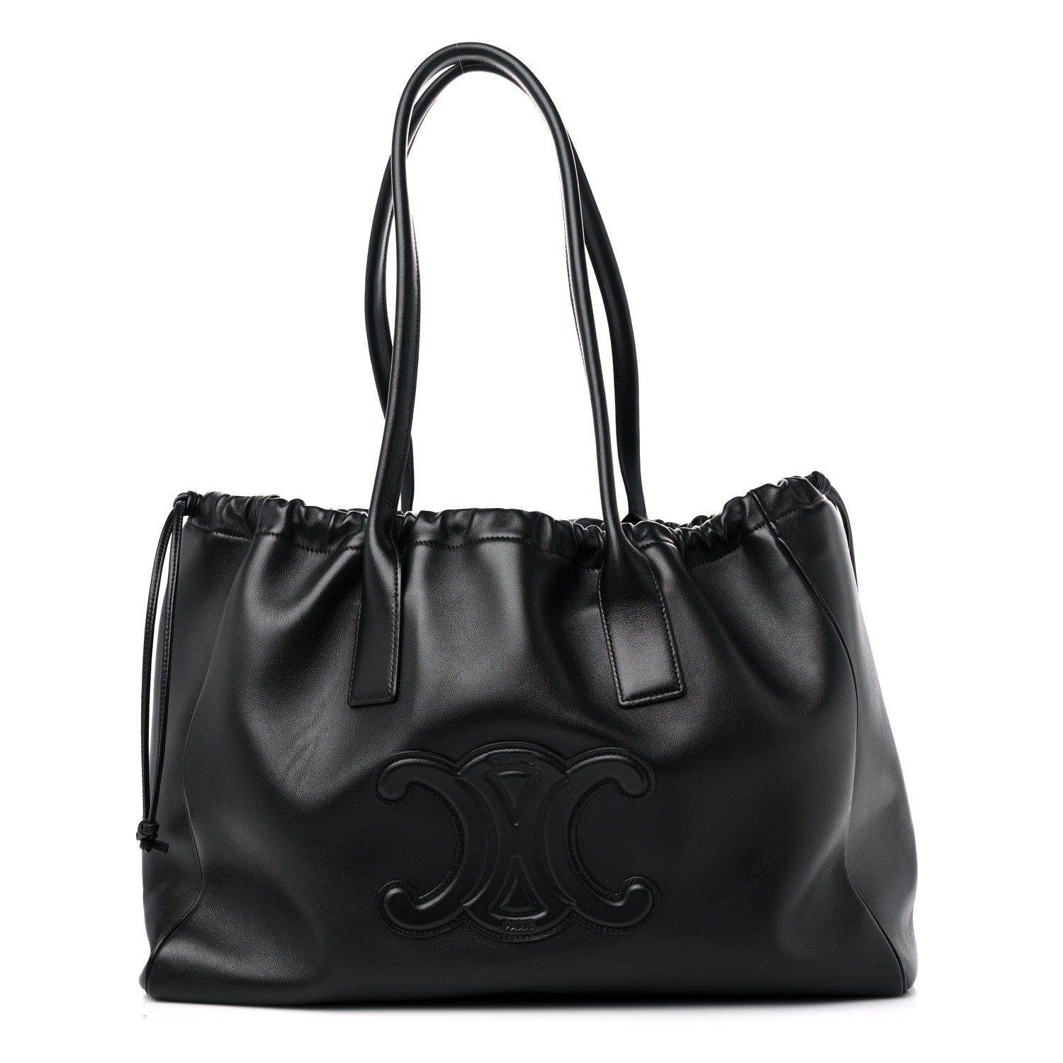 Celine Smooth Calfskin Cuir Triomphe Cabas Drawstring Black 1 of 8