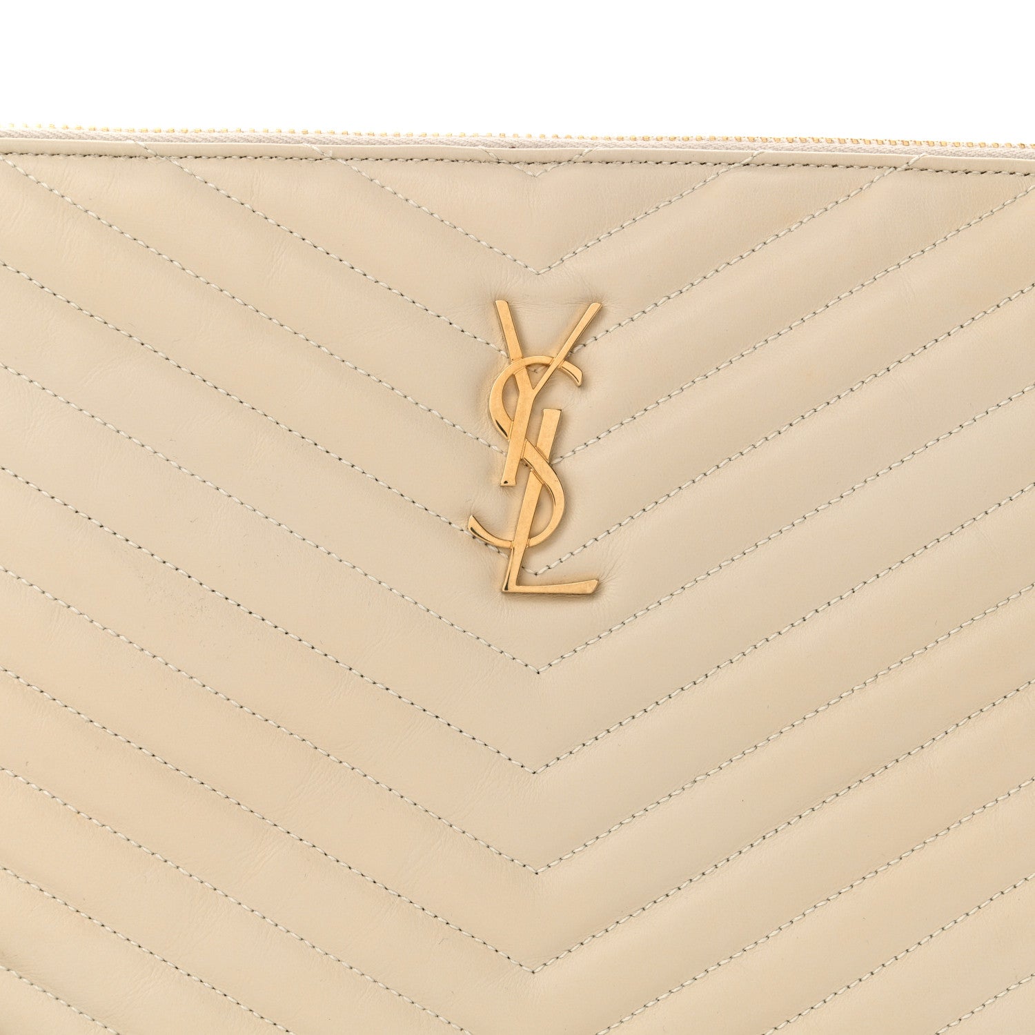 Saint Laurent Calfskin Matelasse Monogram Cassandre Tablet Pouch Sea Salt 8 of 10