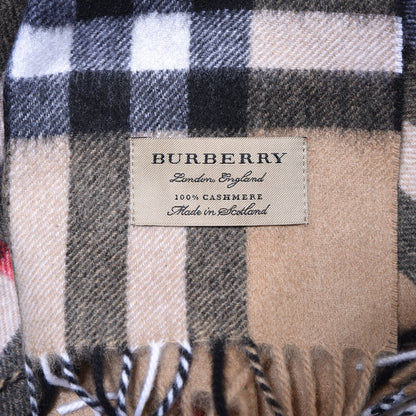 Burberry Cashmere Giant Check Fringe Scarf Camel 4 of 5