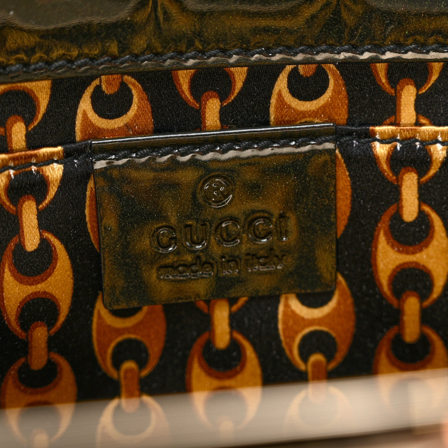 Gucci Patent Britt Interlocking G Starlight Clutch Black 6 of 6