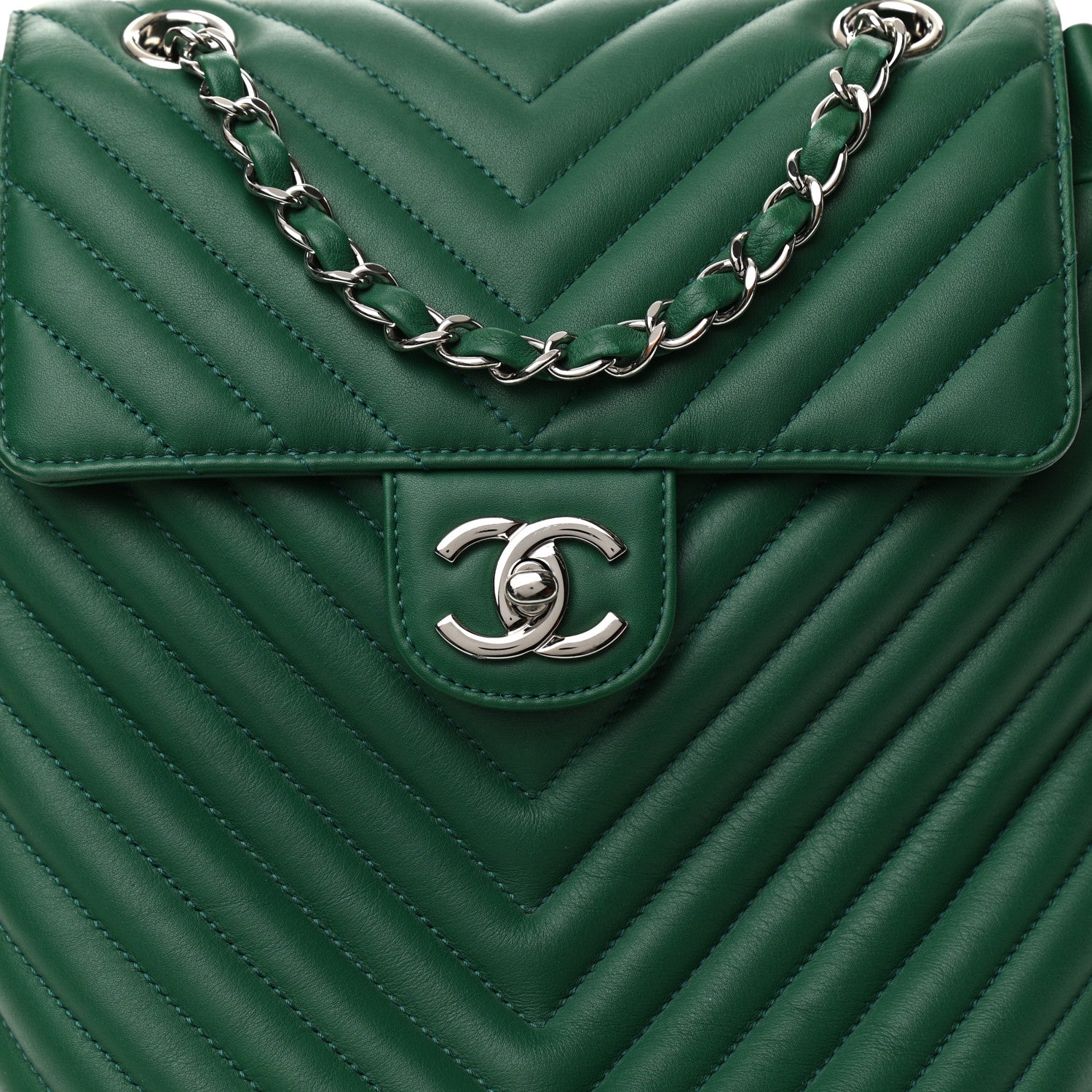 Chanel Lambskin Chevron Quilted Small Urban Spirit Backpack Green 8 of 10