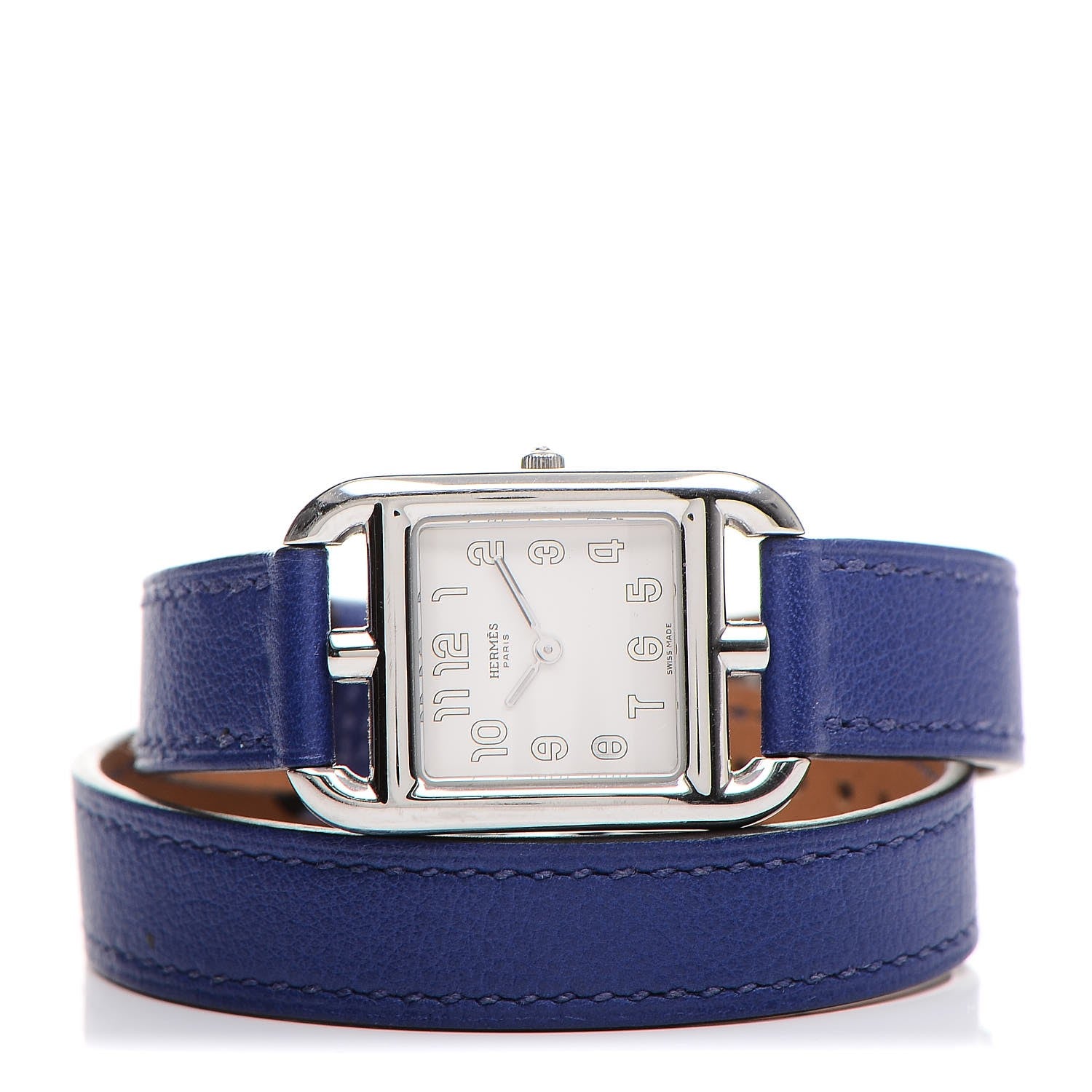 Hermes Stainless Steel Swift 23mm Cape Cod Double Tour Quartz Watch Bleu Electrique 3 of 8