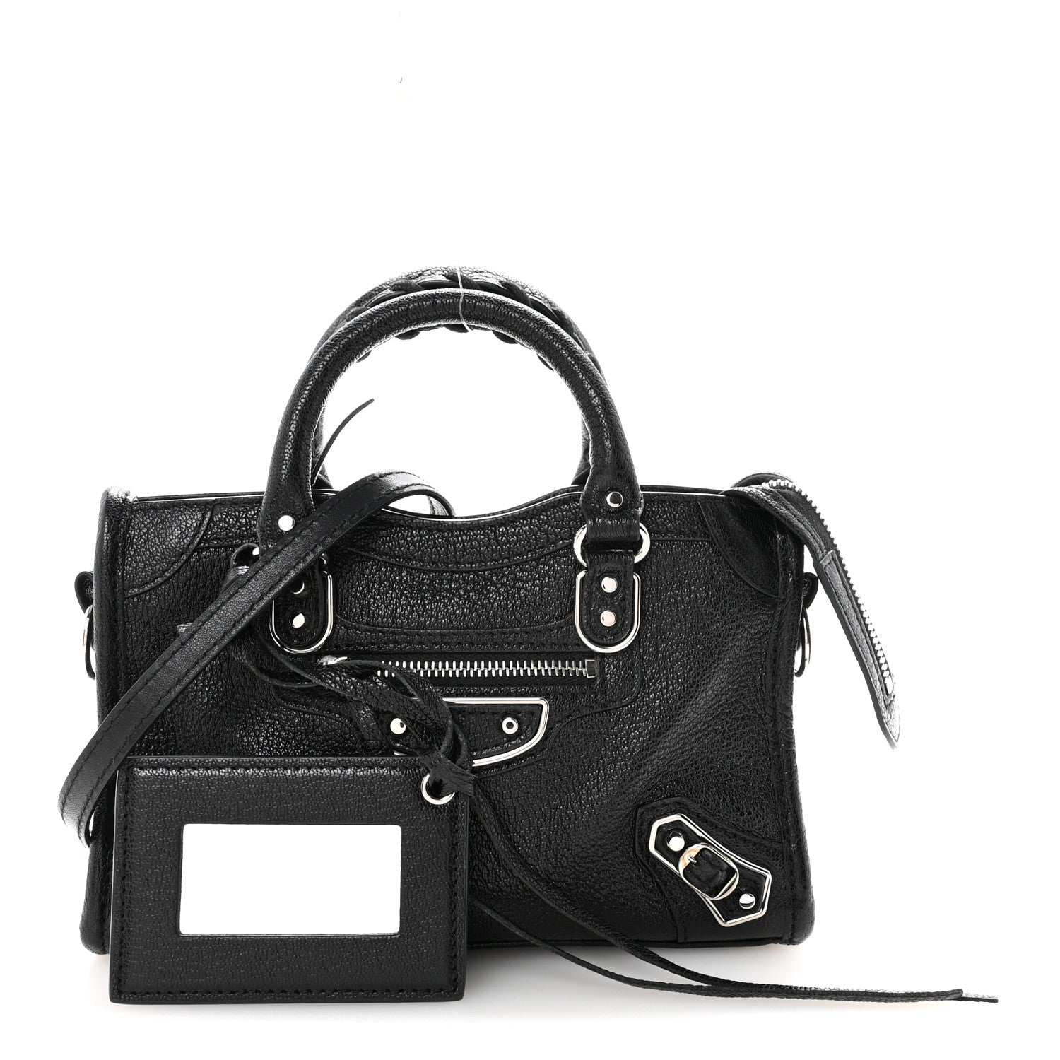 Balenciaga Chevre Silver Metallic Edge Hardware Nano City Black 3 of 10