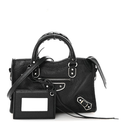 Balenciaga Chevre Silver Metallic Edge Hardware Nano City Black 3 of 10
