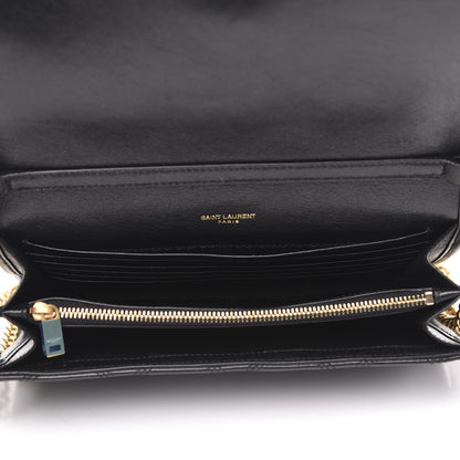 Saint Laurent Lambskin Diamond Quilted Becky Chain Wallet Black 5 of 10