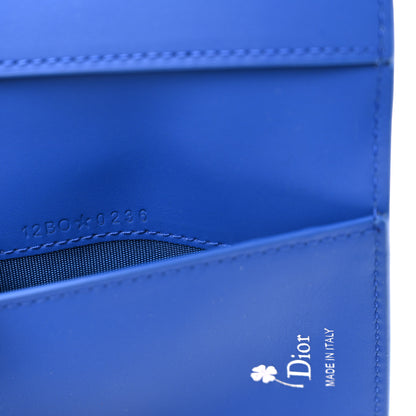 Christian Dior Calfskin Cover Bi-Fold Card Holder Blue White 7 of 8