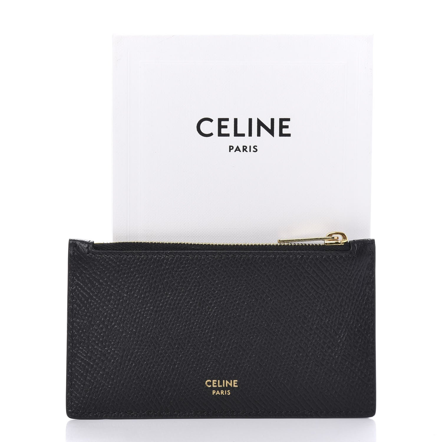 Celine Grained Calfskin Unlock Your Fantasies Zipped Card Holder Black 9 of 9