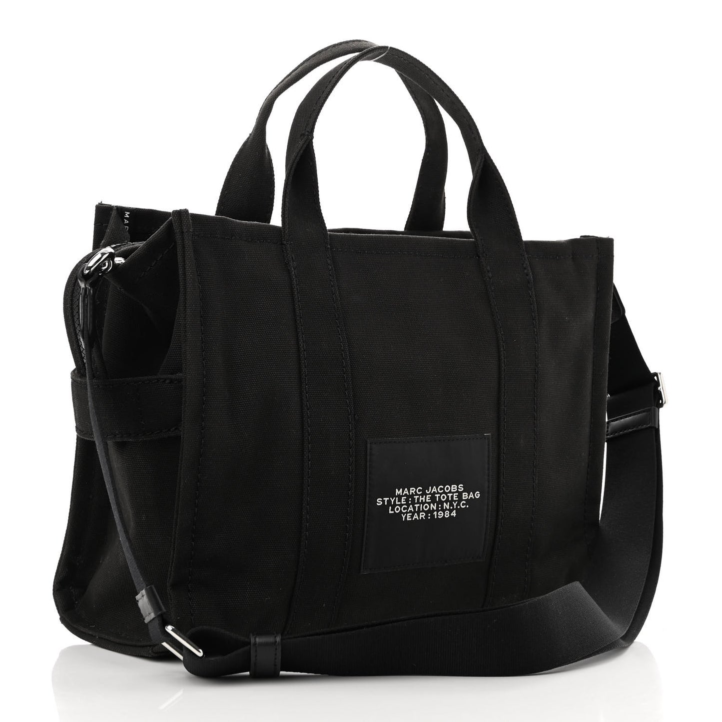 Cotton Canvas Medium The Traveler Tote Bag Black
