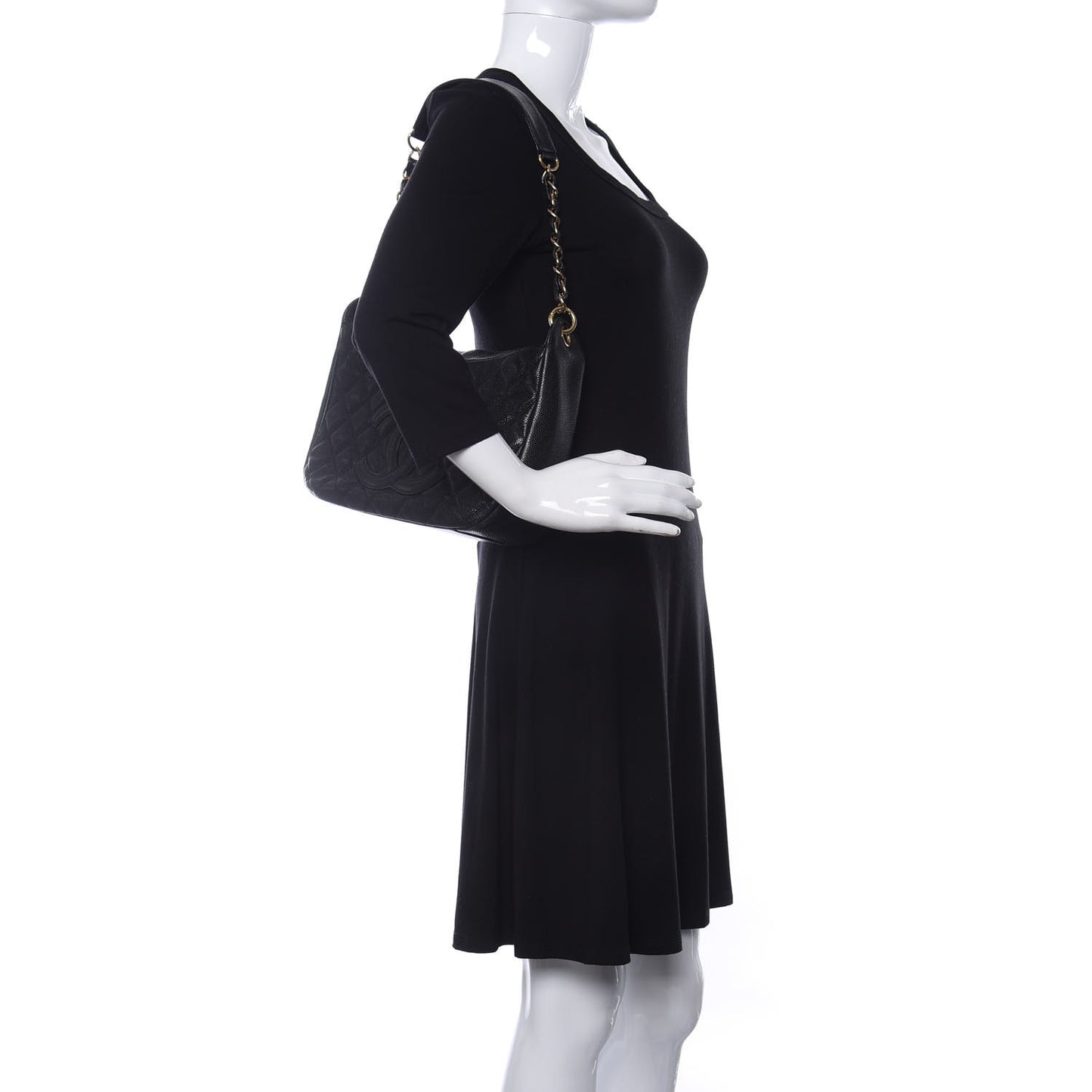 Caviar Quilted Timeless CC Shoulder Bag Black