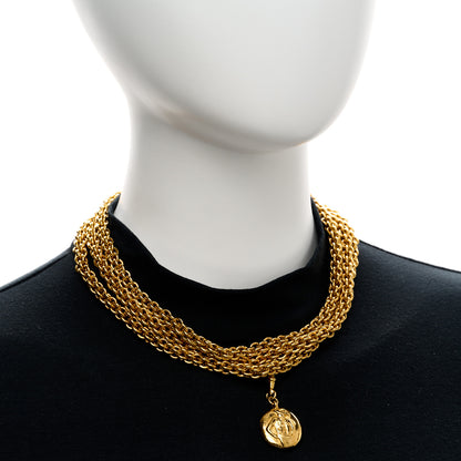 Chanel Metal Medallion Multi Chain Short Necklace Gold 2 of 7