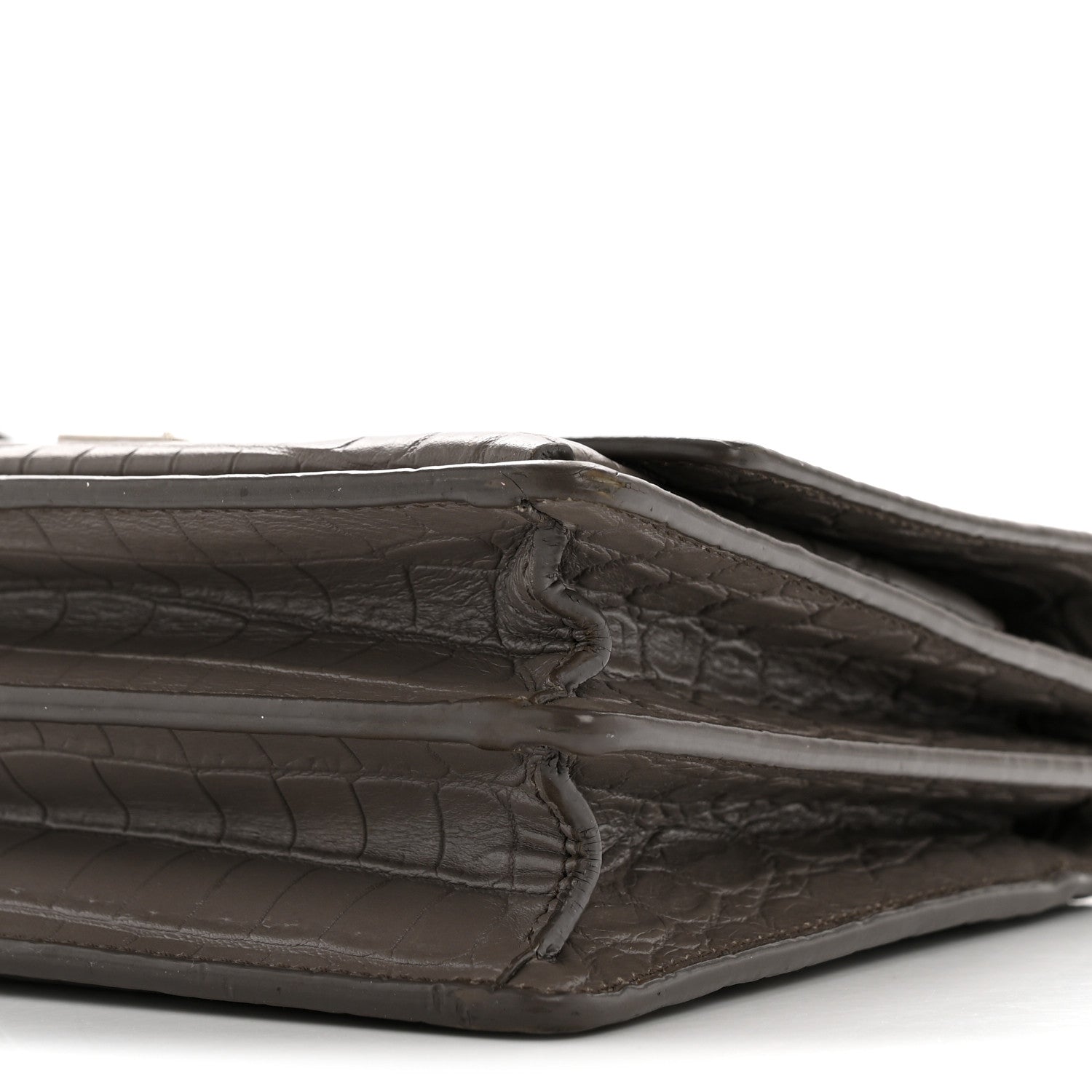 Saint Laurent Calfskin Crocodile Embossed Medium Monogram Sunset Fog 10 of 14