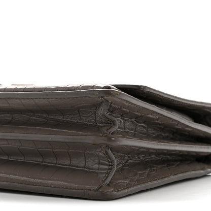Saint Laurent Calfskin Crocodile Embossed Medium Monogram Sunset Fog 10 of 14