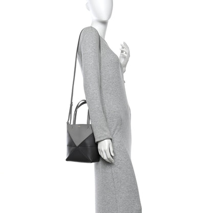 Loewe Shiny Calfskin Mini Puzzle Fold Tote Pearl Grey Dark Grey 2 of 10