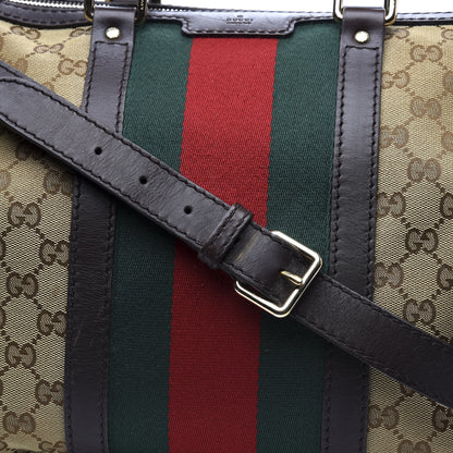 Gucci Monogram Vintage Web Medium Boston Dark Brown 11 of 12