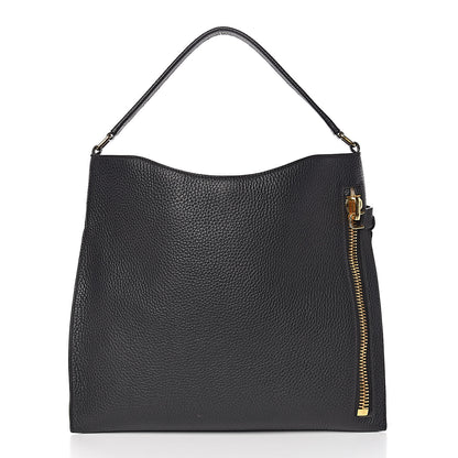 Tom Ford Pebbled Calfskin Small Alix Padlock Zip Hobo Bag Black 3 of 11