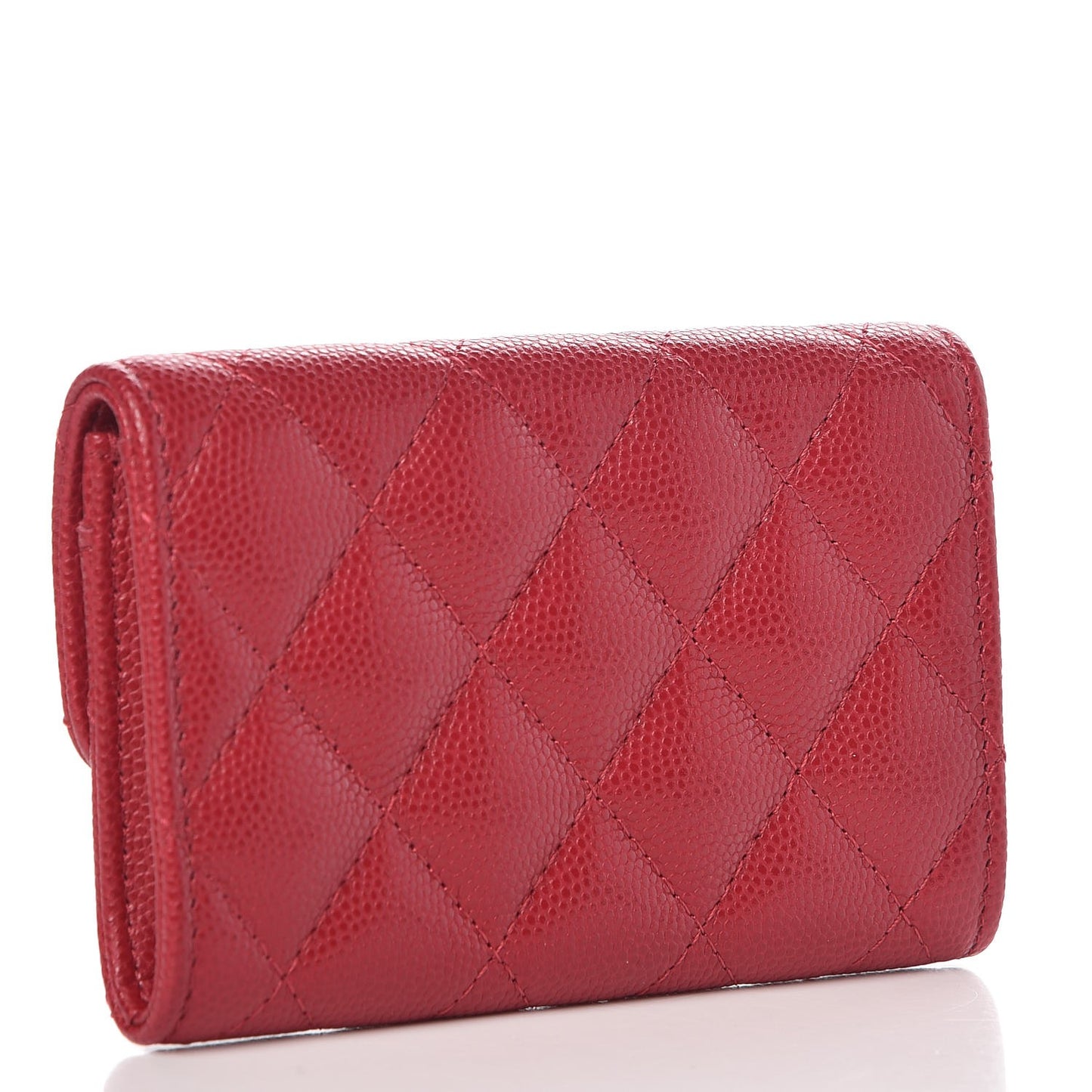 Caviar Quilted Flap Card Holder Pink