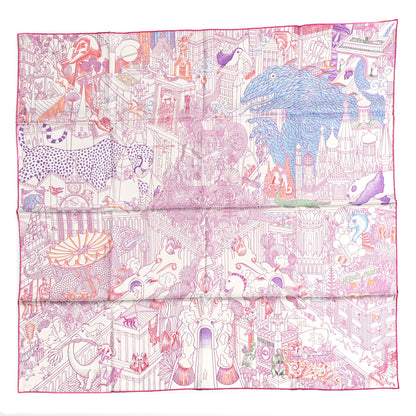 Hermes Silk Animapolis Scarf 90 White Fuchsia Multicolor 1 of 5