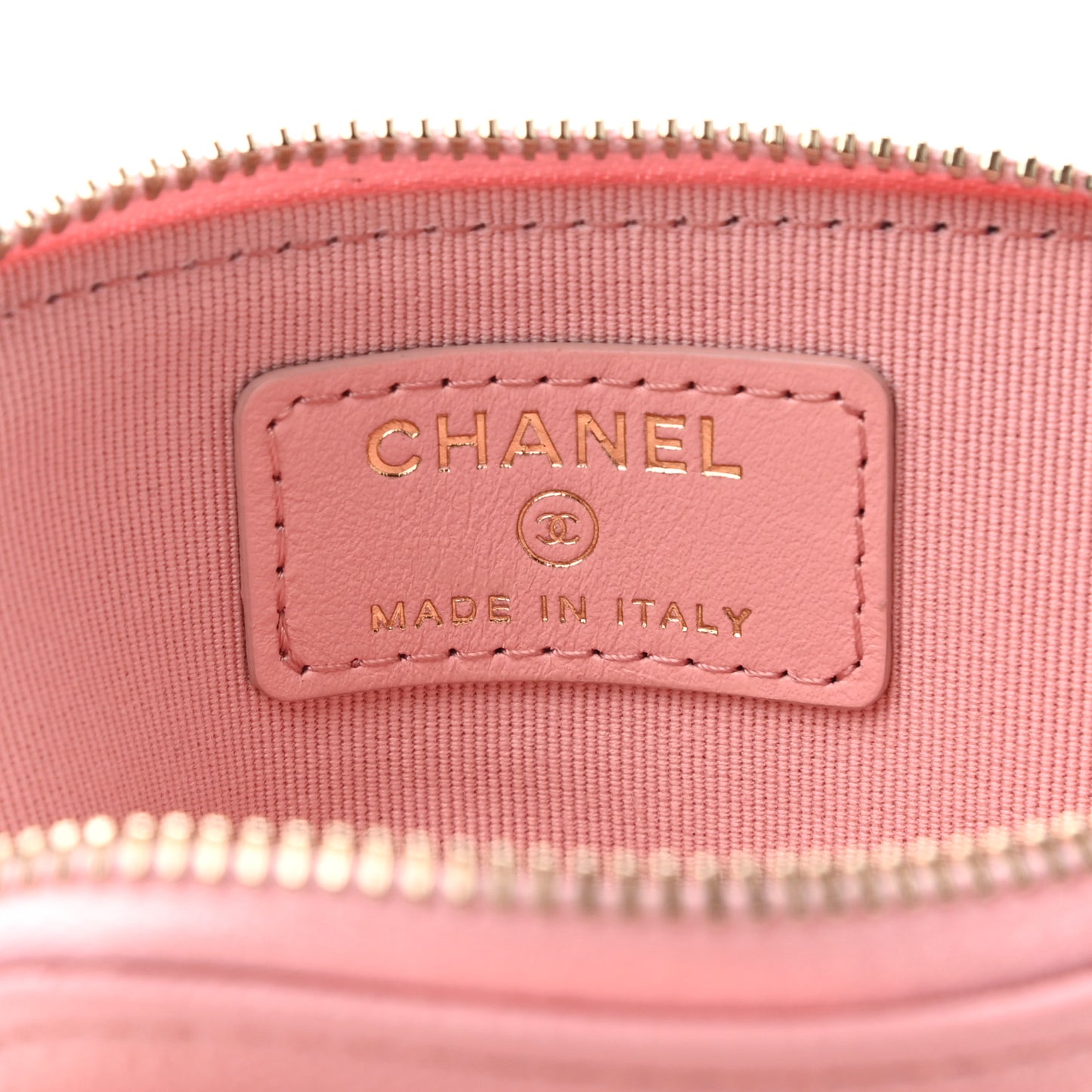 Caviar Quilted Zip Card Holder Wallet Pink