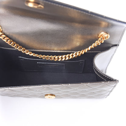 Saint Laurent Grain De Poudre Tri-Quilt Small College Monogram Satchel Piombo 4 of 7