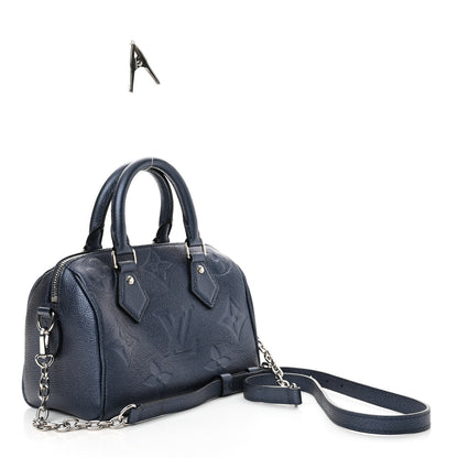 Louis Vuitton Metallic Empreinte Monogram Giant Speedy Bandouliere 20 Navy Nacre 3 of 9