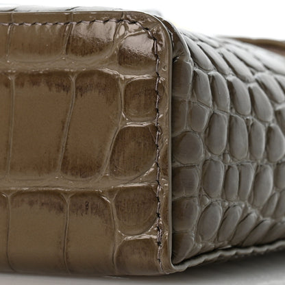 Chanel Calfskin Crocodile Embossed Top Handle Trapeze Small Vanity Case With Chain  Dark Khaki 10 of 10