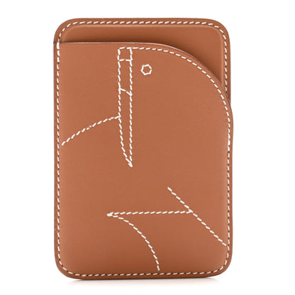 Hermes Swift Embroidered Walrus MagSafe Card Holder Gold 1 of 8