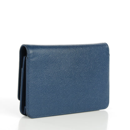 Chanel Caviar Timeless CC Wallet On Chain WOC Dark Blue 2 of 7