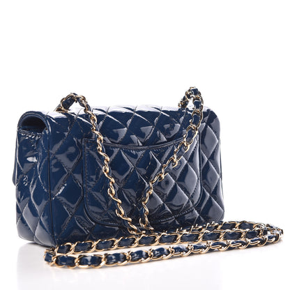 Chanel Patent Calfskin Quilted Mini Rectangular Flap Navy Blue 3 of 9