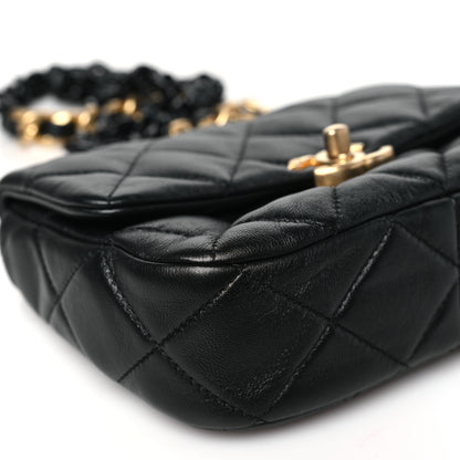 Chanel Lambskin Quilted Mini Lacquered Chain Flap Black 9 of 10