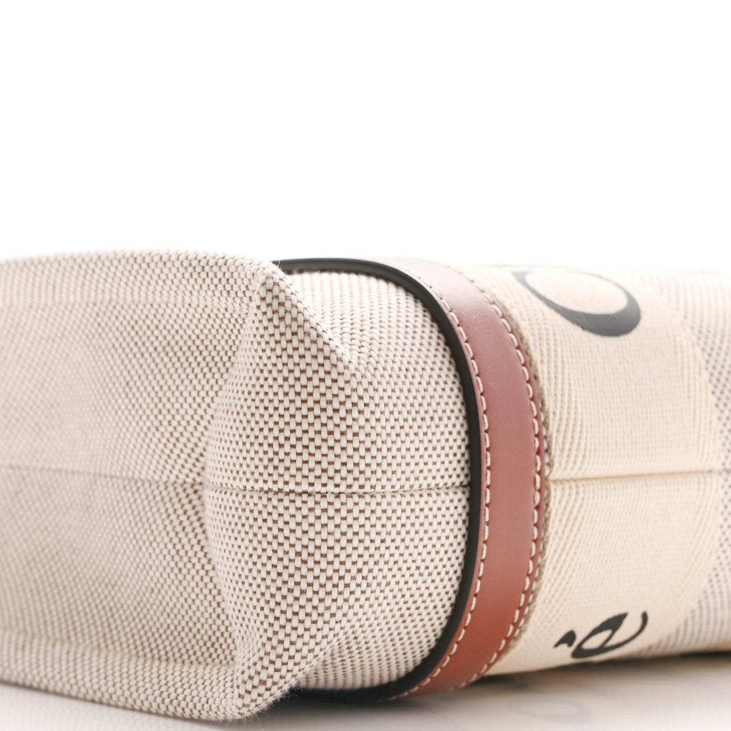 Cotton Calfskin Small Woody Ribbon Tote With Strap White Brown
