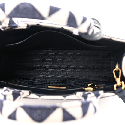 Prada Jacquard Saffiano Triangolo Symbole Embroidered Small Tote Baltico Talco 5 of 10