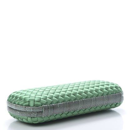 Bottega Veneta Satin Intreccio Impero Ayers Stretch Knot Clutch Emerald 4 of 7
