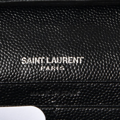Saint Laurent Grain De Poudre Matelasse Chevron Monogram Chain Wallet Black 6 of 7