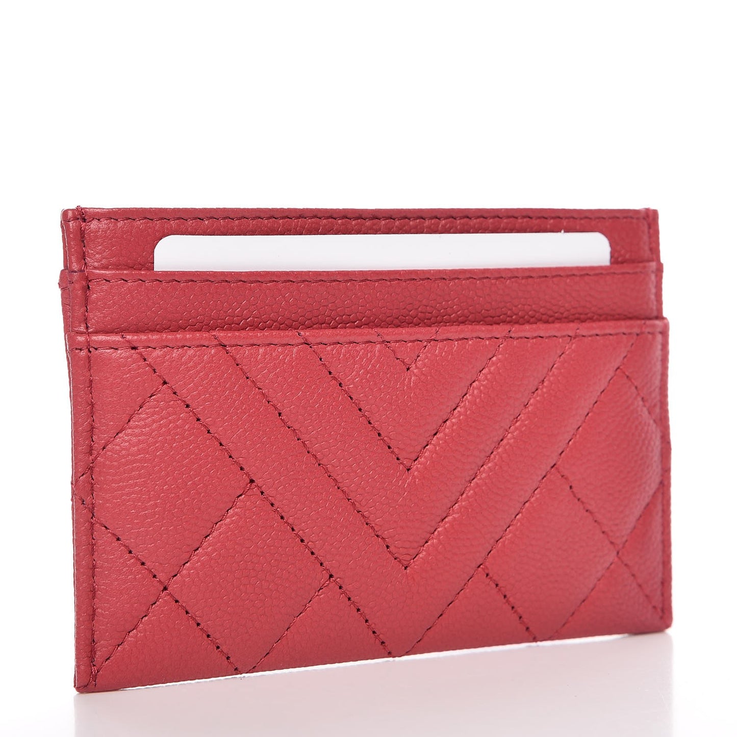 Caviar Quilted Diamond CC Duo Card Holder Dark Pink