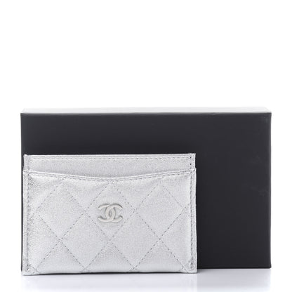 Chanel Metallic Lambskin Quilted Card Holder Silver 11 of 11