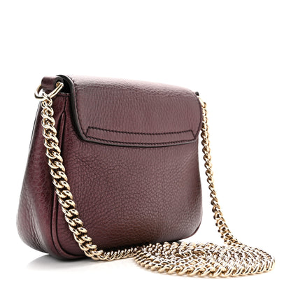 Gucci Metallic Pebbled Calfskin Small Soho Flap Crossbody Burgundy 3 of 10
