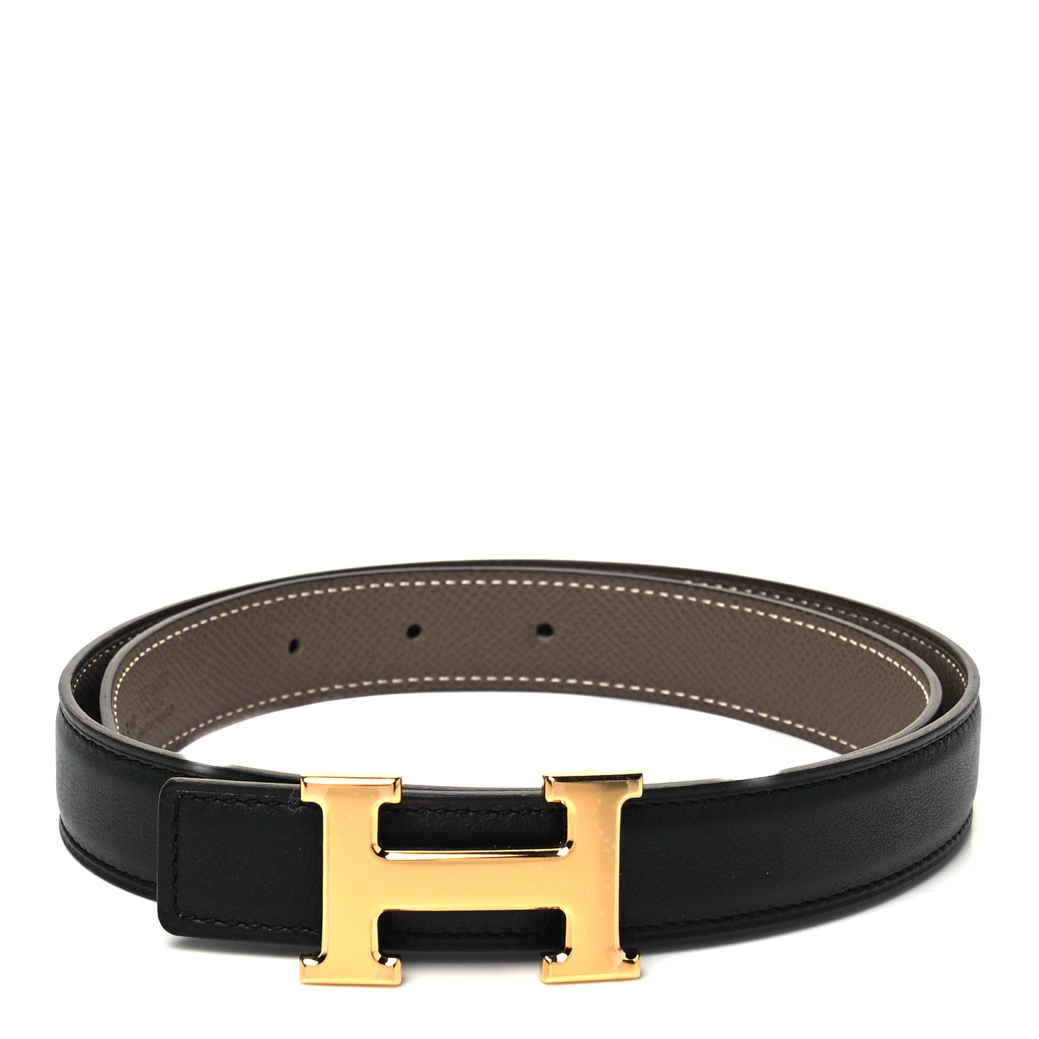 Hermes Swift Epsom 24mm H Belt 70 Black Etoupe 1 of 4