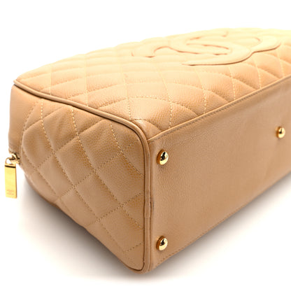 Chanel Caviar Quilted Large Bowler Bag Beige 8 of 9