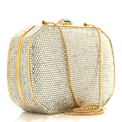 Judith Leiber Swarovski Crystal Minaudiere Clutch Gold Silver 4 of 11